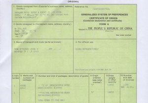 Certificate of Origin- China to USA